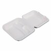 Eco-Products Vanguard Renewable and Compostable Sugarcane Clamshells, 3-Compartment, 8 x 8 x 3, White, 200PK EP-HC83NFA